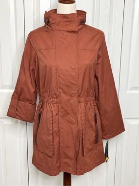 Nikki Jones Rust Utility Anorak Cinch Waist Hooded Jacket NWT
